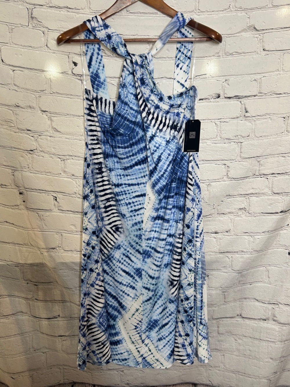 Clara Sun Woo Blue Tie-Dye Midi Dress Size Large/14 Brand New W/Tags